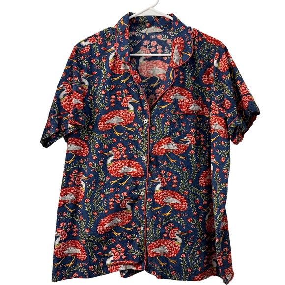 Printfresh Other - Printfresh Pajama Top Navy Blue Cotton Short Sleeve Plus Size 1X